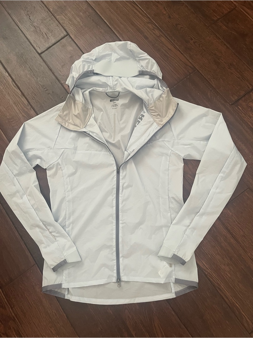 REI Co-op Hooded Rain Wind Jacket Vapor Light Blue Size XS